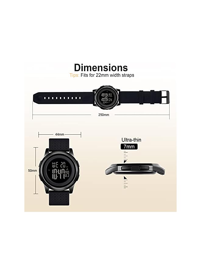 Mens Watch Ultra-Thin Digital Sports Watch Waterproof Stainless Steel Fashion Wrist Watch for Men Women - Image 3